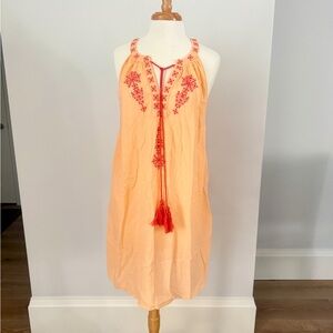 Anthropologie-Peach Floral Embroidered Cover up